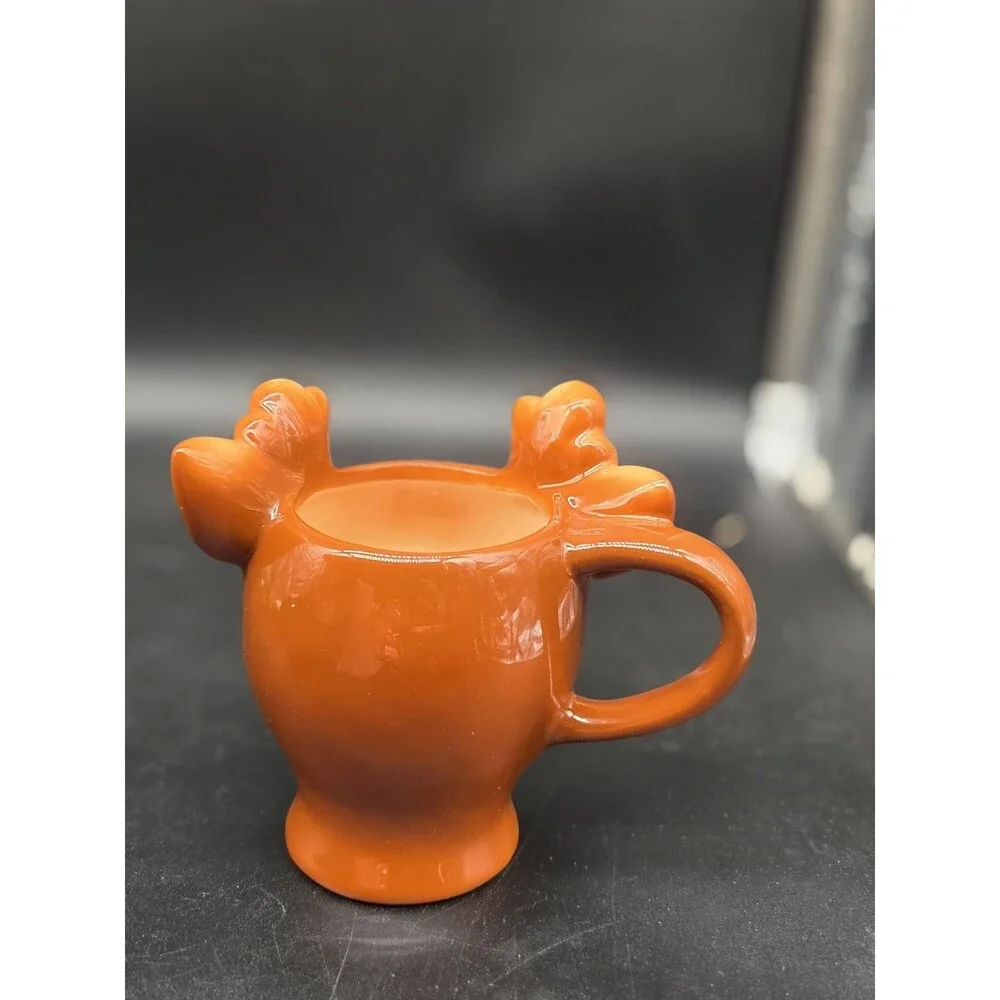 Pottery Barn Retro Figural Reindeer Mug With Antlers 12 oz Christmas Holiday